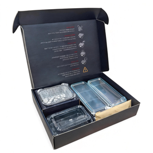 กล่องอาหารแบบใช้แล้วทิ้งพับได้พิมพ์โลโก้ได้ กล่องกระดาษสำหรับบาร์บีคิวแบบพกพา กล่องกระดาษลูกฟูกสำหรับบาร์บีคิวพร้อมช่องใส่ - Product Image 5