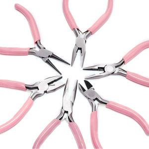 <b>Pink</b> Jewelry Making Pliers <b>Set</b> Mini Needle Nose Curved Diagonal Cutting <b>Tools</b> For DIY Craft Projects - Product Image 2