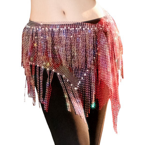 Multistrato Hotfix con strass in vita e sciarpa alla moda Sexy per spettacoli di danza da Club Plus Size - Product Image 1