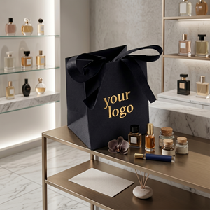 Sac en papier écologique de luxe <span class=keywords><strong>Jade</strong></span> Hill, logo personnalisé imprimé, sac en tissu kraft pour vêtements, emballage de parfum, sac cadeau, sac de shopping avec ruban - Product Image 3