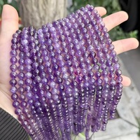 Perles rondes en améthyste naturelle en vrac, cristaux de guérison naturels, idéales pour la fabrication de bijoux DIY, bracelets et colliers