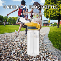 Bouteille d'eau Omedecal pour enfants, type paille, anti-fuite, 480 ml, sans BPA, avec poignée, compatible lave-vaisselle, design excavateur pour garçons et filles