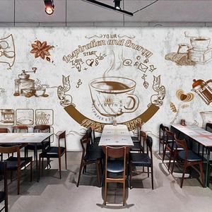 Carta da Parati Effetto Cemento Retrò Europeo per Parete di Caffetteria - Product Image 3