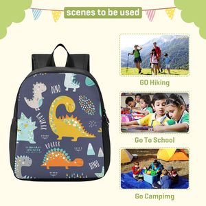 Cute Dinosaur Print Student <b>Backpack</b> Preschool School Bag Lightweight Polyester Bookbag for Boys and Girls - Product Image 3