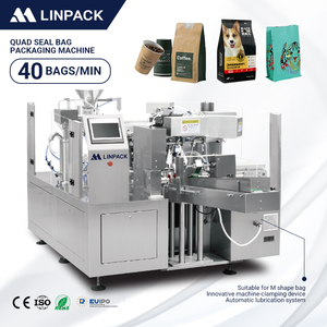 Machine d'emballage industrielle LINPACK, automatique, pour noix, chips, nourriture pour chiens, grains de café, biscuits, sachets préformés en forme de M - Product Image 1