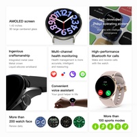 Montre connectée Sense 6 avec écran AMOLED de 1,43 pouces, fonction d'appel, couronne rotative rose, boîtier métallique et bracelet en silicone liquide