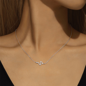 Collier Serpent en Argent Sterling 925 Plaqué Or 18 carats avec Zircon, Simple et Amusant, Chaîne Claviculaire pour Femme - Product Image 6
