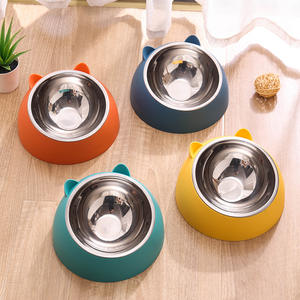 Lynpet mangkuk kucing perempuan, keluaran baru lucu miring dapat dilepas mangkuk makanan anjing baja tahan karat ditinggikan - Product Image 4