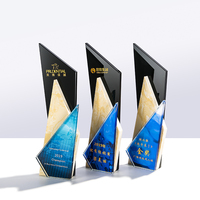 Nouveau design, trophée en cristal bleu avec logo personnalisé, trophée en marbre pour les soins personnels, trophée en cristal