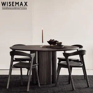 WISEMAX мебель Франция дизайн черный дубовый деревянный круглый обеденный стол современный домашний Ресторан мебель для столовой