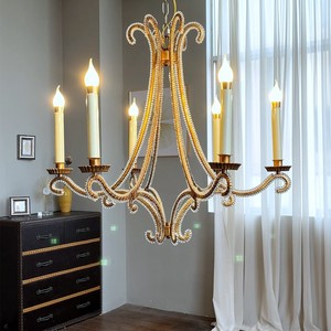 Custom Factory Iron Vintage Glass Bead Decorative Luxury Wedding Candle Pendant Lamps Ceiling <b>Lights</b> Indoor <b>Chandelier</b> - Product Image 1