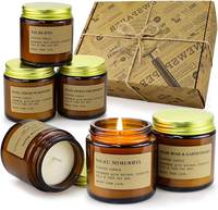 Bougie parfumée en cire de soja dans un bocal en verre ambré, parfum cèdre et bois de teck, décoration d'intérieur avec couvercle