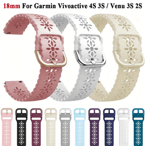 Bracelet en silicone élégant de 18 mm, compatible avec Garmin Venu 2S/3S, <span class=keywords><strong>Rey</strong></span>. Disponible en plusieurs couleurs. Accessoire durable pour montre connectée. - Product Image 1