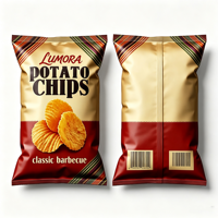 Sachet en plastique à trois soudures latérales avec impression personnalisée de qualité alimentaire pour chips, snacks secs et emballages souples