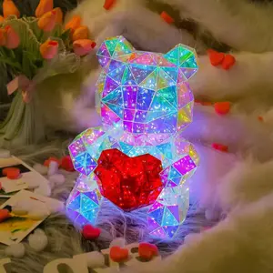 Desain Baru Film Holografik Beruang Pvc Lampu Led Teddy Bear Pvc Film Dekoratif Bersinar Dalam Gelap Beruang Teddy