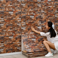 Panneaux muraux décoratifs en briques rétro 3D - Matériel PE moderne imperméable, papier peint autocollant pour cafés, chambres et salles de sport