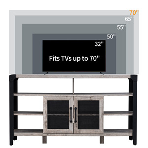 Steel and wood structure <b>TV</b> cabinet with iron mesh door, minimalist industrial style, home entertainment center, cross-border - Product Image 3