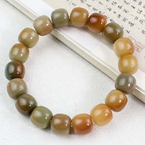 Bodhi Root <b>Bracelet</b> Small Lime 18 Beads 11x12mm Natural Stone Jewelry Gift Unisex Students Summer Wear - Product Image 4