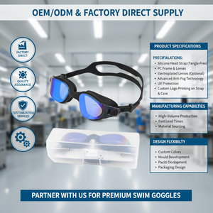 نظارات سباحة احترافية من XIALE مضادة للضباب ومقاومة للأشعة فوق البنفسجية ومانعة للتسرب مصنوعة من السيليكون للبالغين - Product Image 2