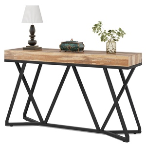 2025 Offre Spéciale Table <span class=keywords><strong>Console</strong></span> en <span class=keywords><strong>bois</strong></span> de Style industriel Table d'entrée Table de canapé avec pieds en métal <span class=keywords><strong>noir</strong></span> X pour la décoration intérieure - Product Image 5