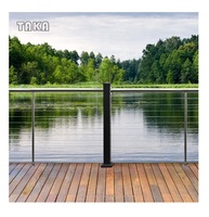 Rampe de balcon en acier inoxydable TAKA, câble en acier inoxydable, rampe d'escalier, balustrade, système de rampe en câble avec poteau en bois