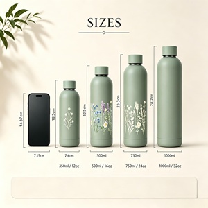 Custom Classic Line Art Pattern Laser Engraved Stainless Steel Carry Strap Leakproof <b>Reusable</b> Vacuum Thermal Flask Handle <b>Lid</b> - Product Image 3