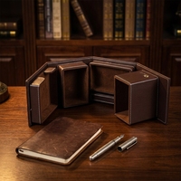 Organiseur de bureau multifonction en cuir LG-B077B avec boîtes de rangement aux dimensions de 14,3x14,3x12,7 CM