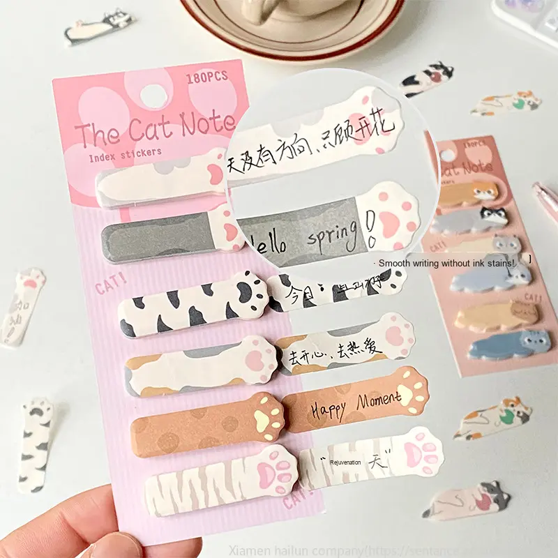 Cute Cat Stock Cartoon Sticky Notes Self-Adhesive Index Tabs Marking ...