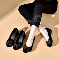 Chaussures Mary Jane élégantes et luxueuses pour femmes, bout rond, détail nœud, fermeture auto-agrippante, plates, confortables, tendance mode, été, couleur unie