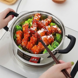 Olla de Cocina de Acero Inoxidable de Fondo Único con Forma de Arco, Cazuela para Sopa de 18cm-24cm con Tapa Transparente Visible, Precio de Fábrica, MOQ de 4 Piezas - Product Image 1