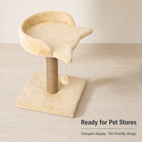 Arbre à gratter pour chat en bois en gros avec colonne en corde de sisal, lit rond pour chat et boule à pompon suspendue pour chats d'intérieur, carton OEM ODM