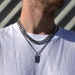 Collares de Acero Inoxidable Plateado al por Mayor para Hombre, Cadena Cubana Moderna, Cadena de Eslabones Geométricos, Joyería Masculina - Product Image 6