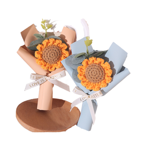 <strong>Handmade</strong> Wool <strong>Crochet</strong> Sunflower Bouquet Hot Sale Office Decoration and Teacher's Day Gift <strong>Knitted</strong> Artificial <strong>Flowers</strong> - Product Image 1