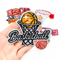 Patch brodé de sequins de basketball, badge sportif, accessoire thermocollant à paillettes pour vêtements, sacs et chapeaux, vente en gros