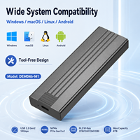 Carcasa para SSD NVMe M.2 sin Herramientas, 10 Gbps USB 3.2 Gen2, Aluminio, 2230/2242/2260/2280, Estuche Portátil para Disco Duro Externo