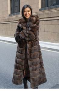 2023 fábrica nueva moda invierno cálido lujo Real Sable <span class=keywords><strong>abrigo</strong></span> estilo largo chaqueta con capucha mullido grueso <span class=keywords><strong>abrigo</strong></span> de piel de visón Real - Product Image 6