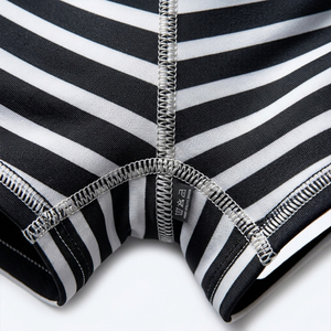 2026 Trendy Women's Black and White Striped 2 Piece Set Y2K Aesthetic Tube <b>Top</b> and Mini Shorts Sports Set with Custom Logo - Product Image 4