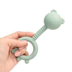 Oem Anneau de dentition écologique en silicone avec ourson Hochets en silicone pour bébé Jouets de 6 à 12 mois Hochets pour bébé Jouet souple unisexe - Product Image 1