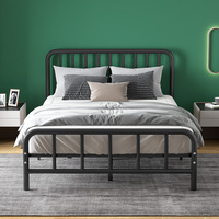 Cadre de lit double en métal blanc simple et moderne pour adultes, taille King Size