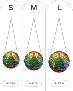 Souhoney Round Acrylic Suncatcher Christmas Tree Ornament Traditional Window <b>Hanging</b> Decor Colorful Gems <b>Star</b> Design CHMJ0001 - Product Image 4