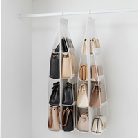 Modern Wall Mounted Leather Multi-Layer Dustproof Bag Storage Hanging Rack Organizer for Living Room