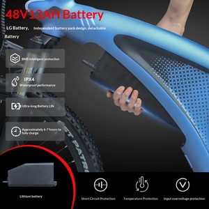 <span class=keywords><strong>Bicicleta</strong></span> Eléctrica de Montaña de 27.5 Pulgadas con Motor Central, 9 Velocidades, Carga de 120 kg, Batería de Litio de 48V 400W, Cuadro de Aleación de Aluminio, Doble Suspensión - Product Image 5