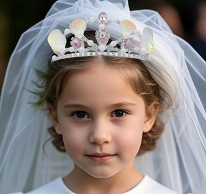 Ocean Pearl sirena <span class=keywords><strong>serie</strong></span> lega corona da sposa diadema strass accessori per capelli donna simpatico cartone animato dolce corona per festa da ballo - Product Image 6