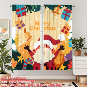 COSENNATUR - Panel de Cortina Navideña con Estampado Personalizado, 100% Poliéster, con Bolsillo <span class=keywords><strong>para</strong></span> Varilla, Impresión Digital 2D, Decoración Navideña y de Acción de Gracias, OEM - Product Image 4