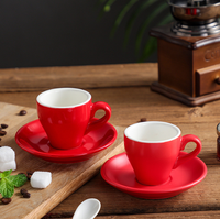 Ensemble tasse et soucoupe à expresso en céramique colorée 80 ml, tasse à latte épaisse, petite tasse à café avec soucoupe
