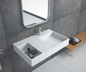 Mable Color Design Wall Hang Basin Cabinet Sink Acrylic Solid Surface Resin Stone Basin fabrication Vanity top sink