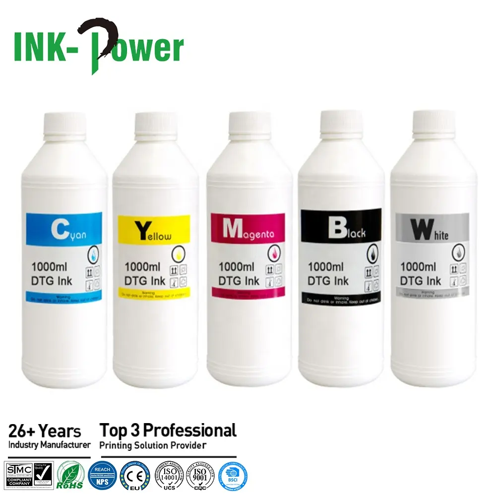 DTG Eco Solvent UV Tinta Color White Textile Digital Printing Ink for Ricoh Epson L800 L805 L1800 R1900 F2000 F2100 1390 Printer