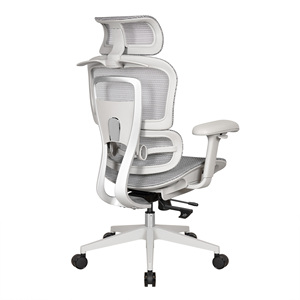 Chaise de bureau ergonomique haut de gamme en maille grise à dossier haut - Product Image 4
