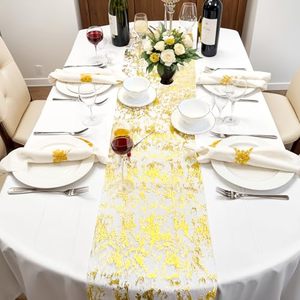 Rouleau de chemin de table en maille métallique scintillante dorée 11"X108" pour mariage, anniversaire, fête de Noël - Product Image 4