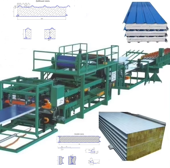 Best Price Mineral Wool Insulation Metal Colored Steel Sandwich Panel Production Line  Roll Forming Machine